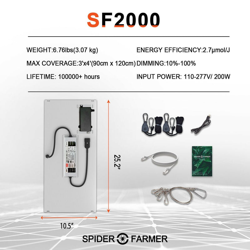 Spider Farmer® SF2000 LED 200W 140x70cm