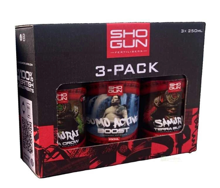 Shogun Fertilizers Tripack komplekts - Samurai Terra Grow & Bloom & Sumo Active Boost 3 x 250 ml / trąšų rinkinys