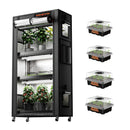Spider Farmer 120 W LED + 70x35x150 cm 4 lygių lentyna su tentu + 4 daiginimo padėklai / daiginimo rinkinys
