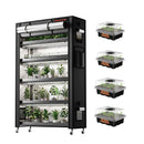 Spider Farmer 220 W LED + 110x40x180 cm 6 aukštų lentyna su tentu + 4 daiginimo padėklai / daiginimo ir auginimo rinkinys